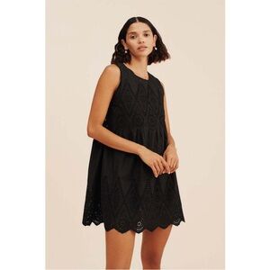 Posse Medium Louisa Black Mini Dress Eyelet